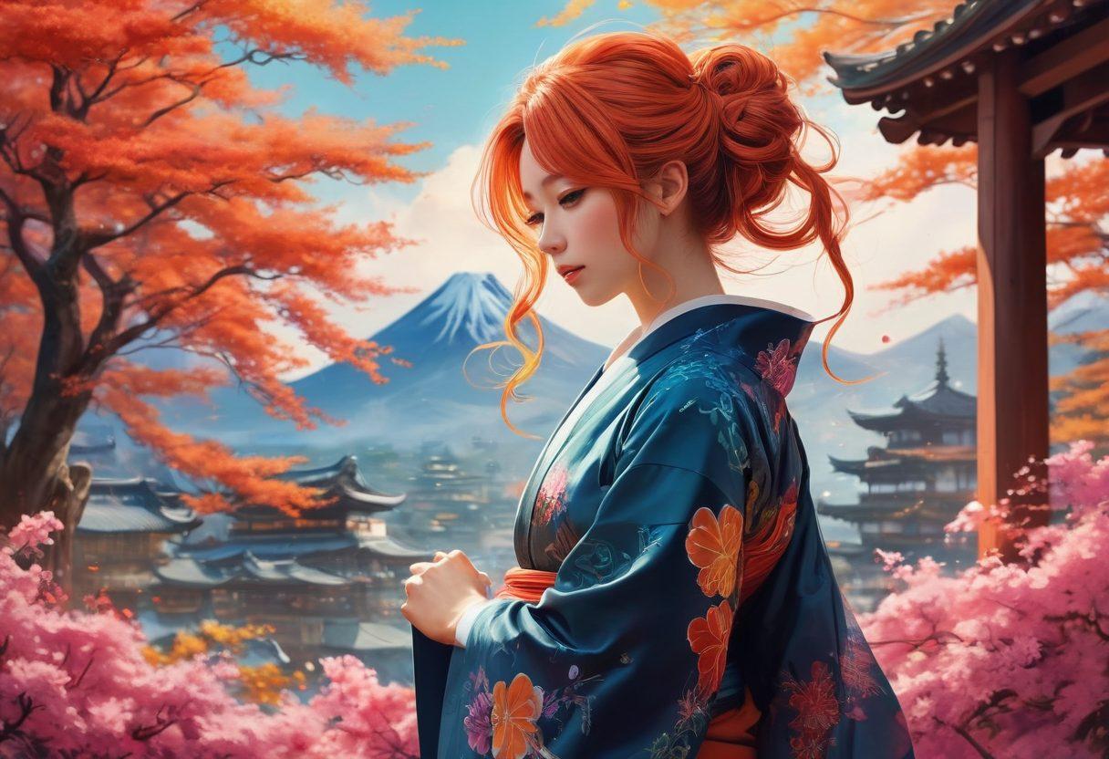 A captivating scene featuring a diverse group of anime characters in an imaginative, vibrant setting, showcasing various artistic styles from traditional Japanese art to modern digital illustrations. The focus is on expressing a spectrum of emotions, with flirtatious gestures and playful interactions that hint at adult themes, while maintaining an artistic elegance. Incorporate bold colors and dynamic poses, surrounded by abstract, dreamlike elements that evoke intrigue and fantasy. super-realistic. vibrant colors. intricate details.